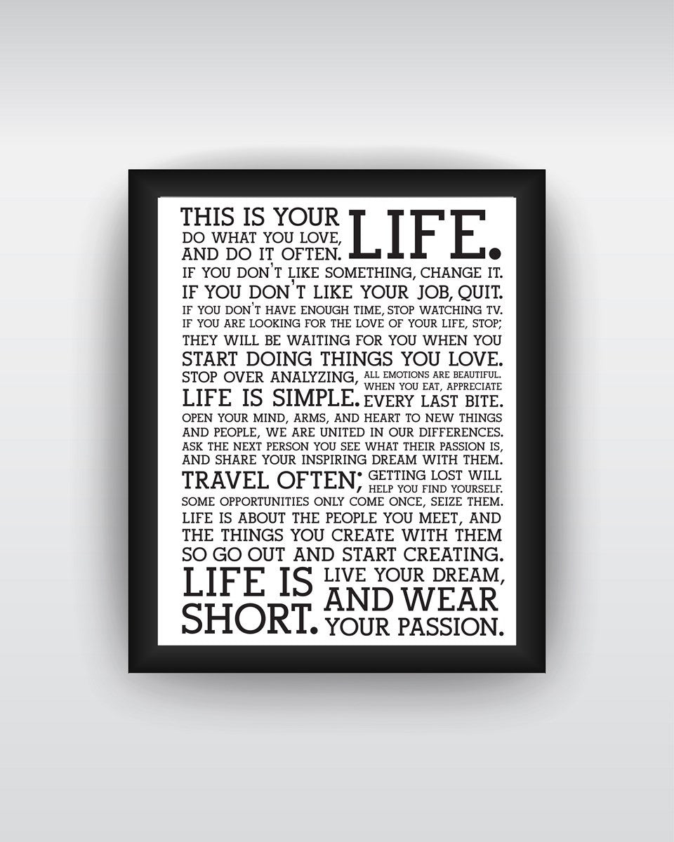 Framed Art, This Is Life Framed Art Print, - PosterGully - 2