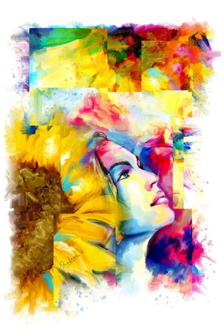 Brand New Designs, Girl With Flower Painting Artwork