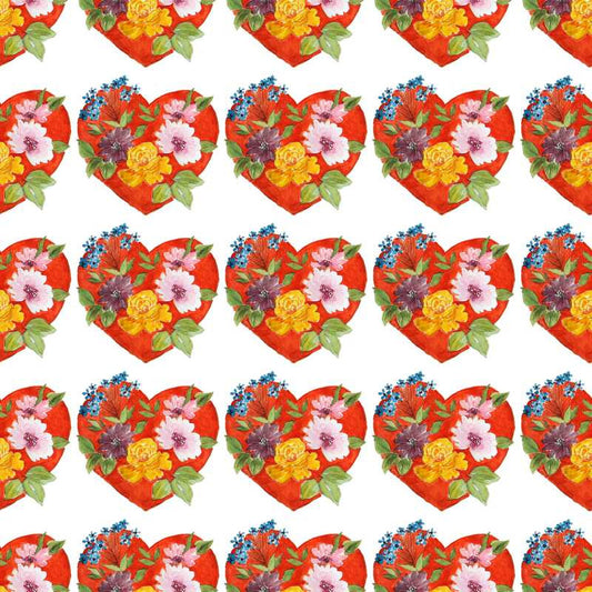 Square Art Prints, Floral Heart Pattern Artwork