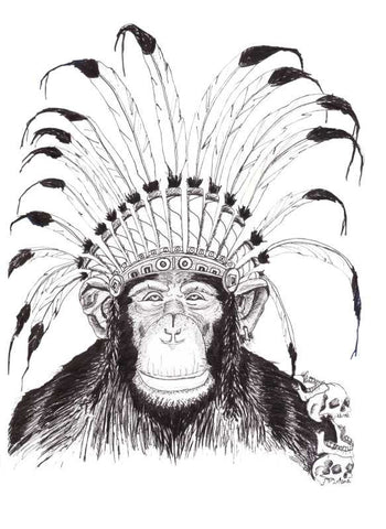 Wall Art, King Chimpanzee  Sketch Artwork