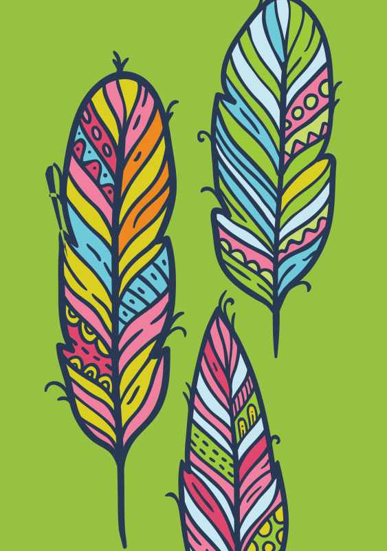 Wall Art, Tribal Feathers Artwork