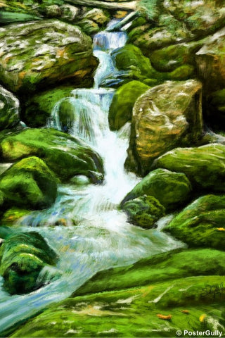 Wall Art, Waterfall Painting, - PosterGully
