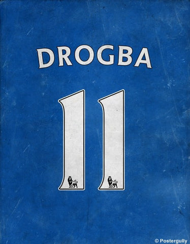 Wall Art, Didier Drogba Minimal Blue Chelsea, - PosterGully
