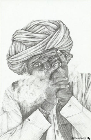 Wall Art, Indian Man Smoking, - PosterGully