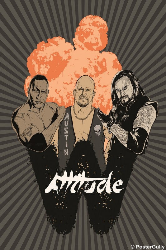 Wall Art, Rock, Steve Austin & Undertaker Artwork, - PosterGully