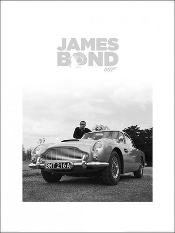 Art Print (Big), James Bond 007 White Retro, - PosterGully