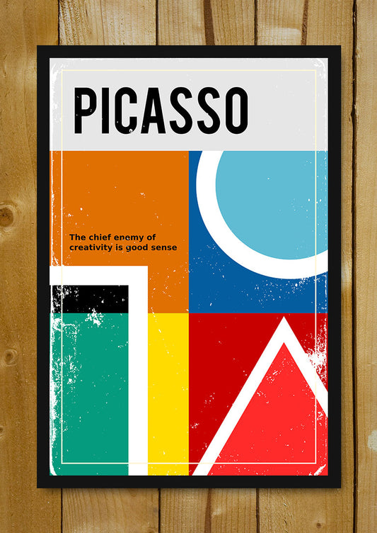 Glass Framed Posters, Picasso Creativity Vintage Motivational Glass Framed Poster, - PosterGully - 1