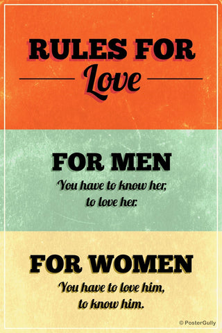 Wall Art, Rules Of Love, - PosterGully