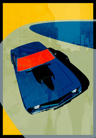 Seven Rays, Blue Muscle car, - PosterGully