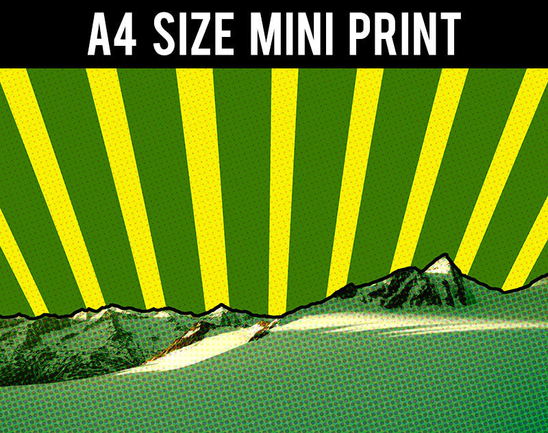 Mini Prints, Snow And Rays | Green And Yellow | Landscape | Mini Print, - PosterGully