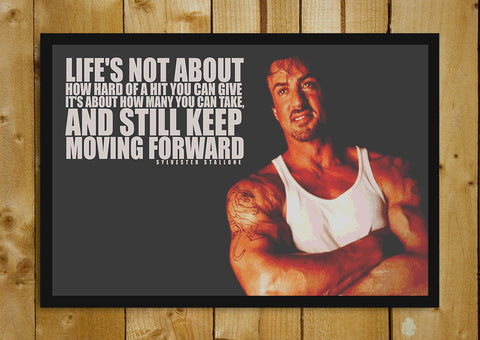 Glass Framed Posters, Sylvester Stallone Quote Keep Moving Forward Glass Framed Poster, - PosterGully - 1
