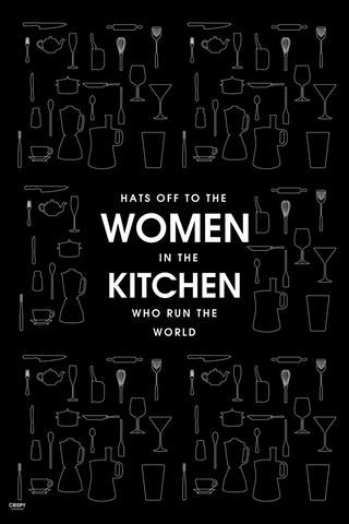 Wall Art, Women In Kitchen Black, - PosterGully