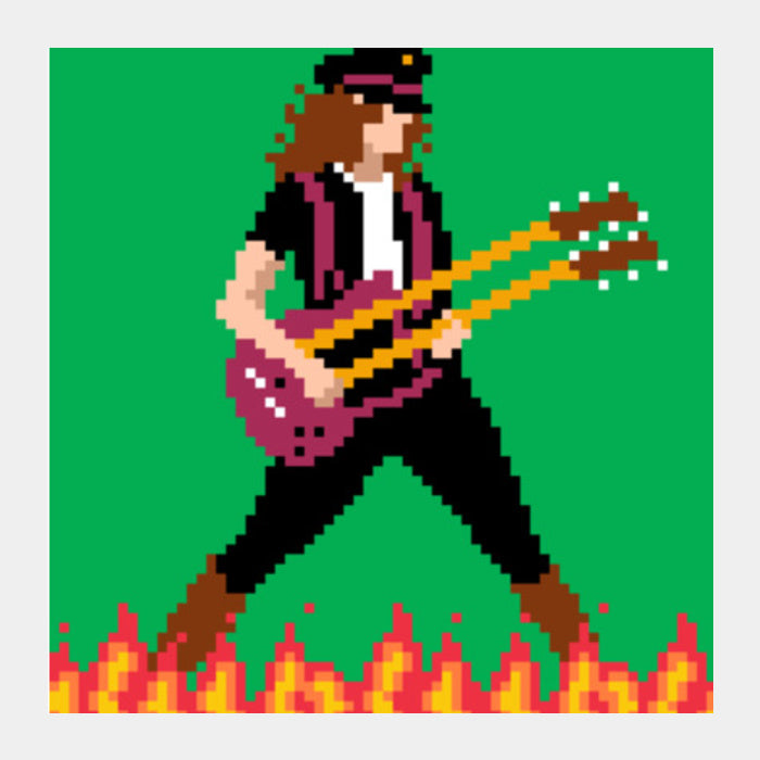 Led Zeppelin Jimmy Page Pixel Art Square Art Prints