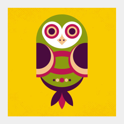 Unique Geometric Owl On Yellow Square Art Prints PosterGully Specials