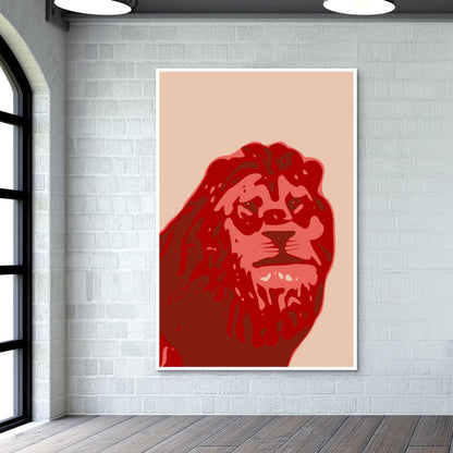 Abstract Lion Red Wall Art