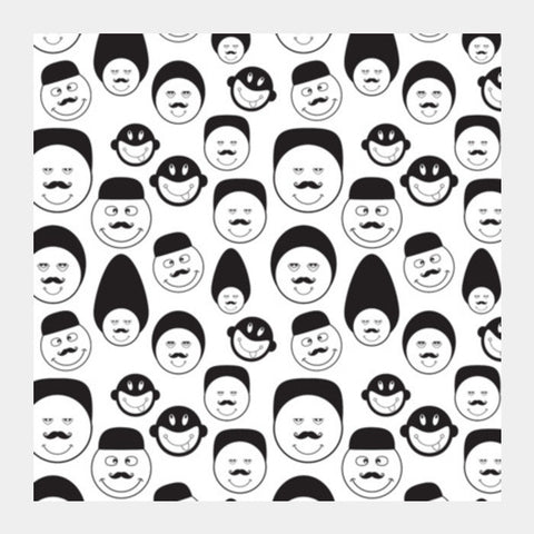 Black And White Funny Doodle Faces Square Art Prints PosterGully Specials