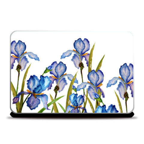 Handpainted Blue Iris Flowers  Laptop Skins