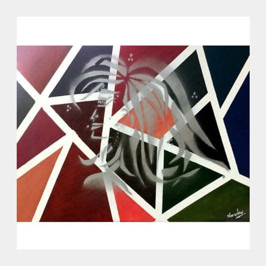 Confidence | Woman | Abstract - Oil & Spray Painting Square Art Prints