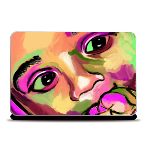 INNOCENCE #baby #kids #colorful #portrait #people #painting #sketches # Laptop Skins