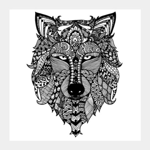 Zentangle Wolf Square Art Prints PosterGully Specials