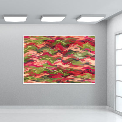 Abstract Pink Green Zig Zag Waves Pattern Background Wall Art