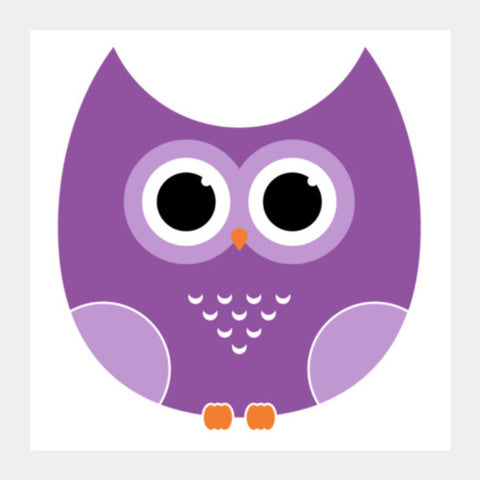 Purple Cute Owl Cartoon Square Art Prints PosterGully Specials
