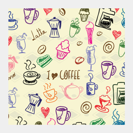 Square Art Prints, I Love Coffee Square Art