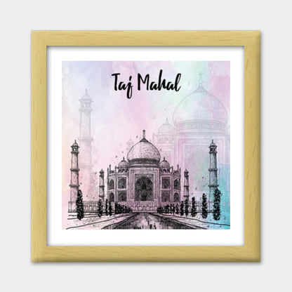 The Taj Mahal- Mughal architecture Premium Square Italian Wooden Frames