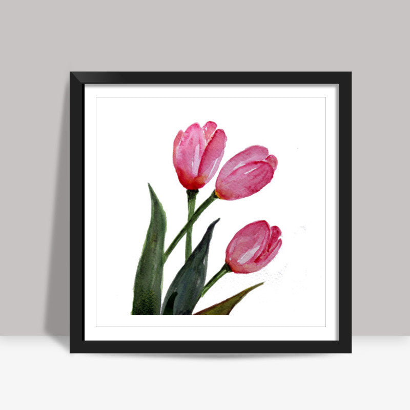 Pink Tulips Square Art Print