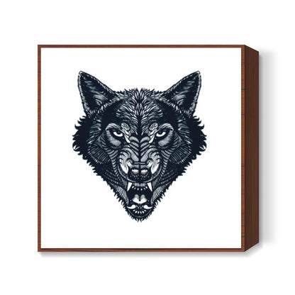 Hunter - Wolf Line Art (Wild Animal) Square Art Prints