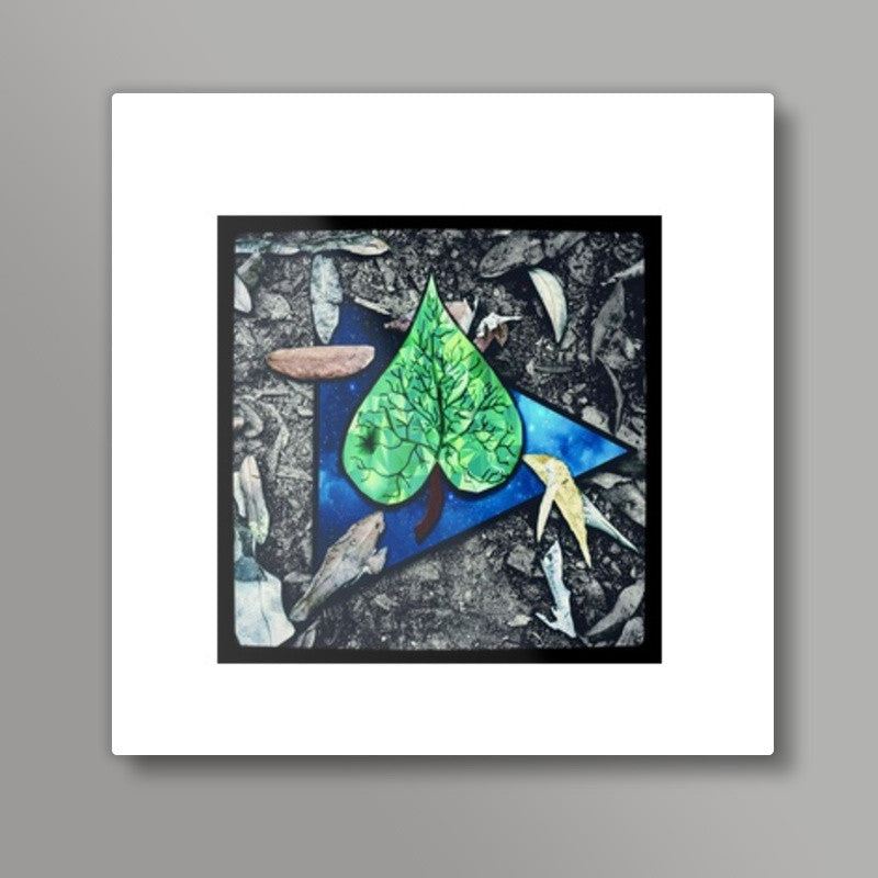 Emerald leaf space  Square Art Prints