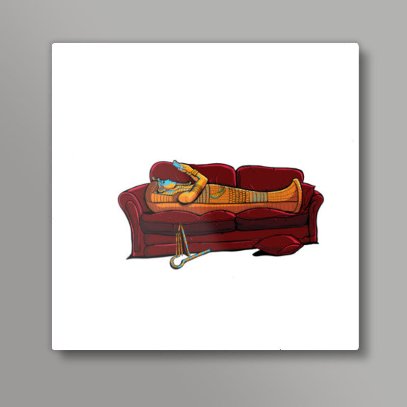 Couch Mummy Square Art Prints
