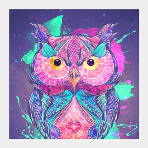 The night owl watercolour digital Square Art Prints