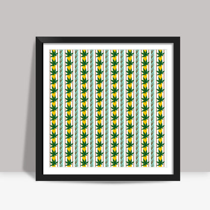 Green Leaf Striped Nature Background Pattern Square Art Prints