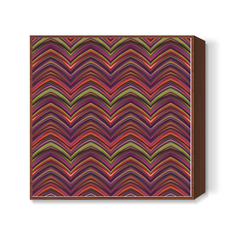 Vibrant Colorful Retro Abstract Chevron Pattern Zig Zag Background Square Art Prints