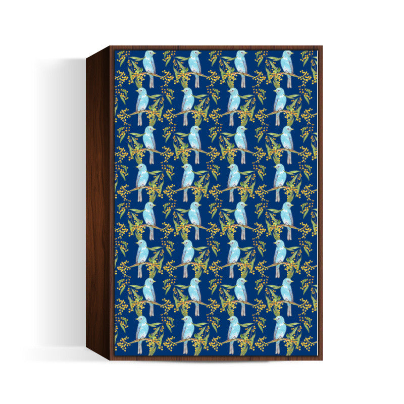 Birds And Flowers Nature Pattern Background Print Wall Art