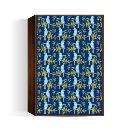 Birds And Flowers Nature Pattern Background Print Wall Art
