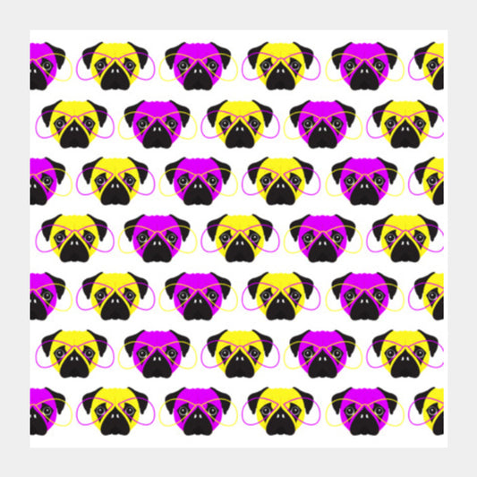 Pop Art Pugs Pattern Square Art Prints