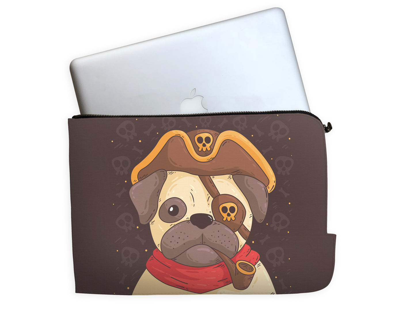 Cute Pug With Pirate Costume Laptop Sleeve