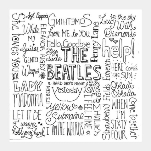 The Beatles Text Doodle Square Art Prints PosterGully Specials