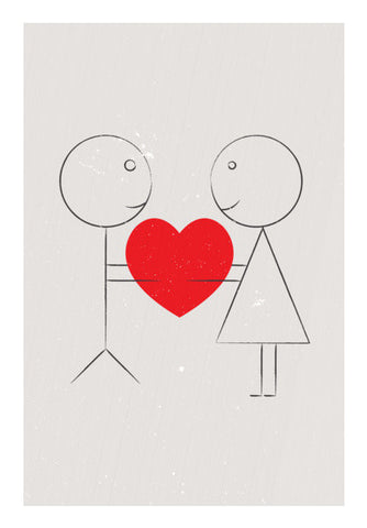 Stick Couple Sharing Heart Art PosterGully Specials