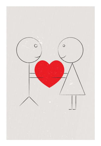 PosterGully Specials, Stick couple sharing heart Wall Art