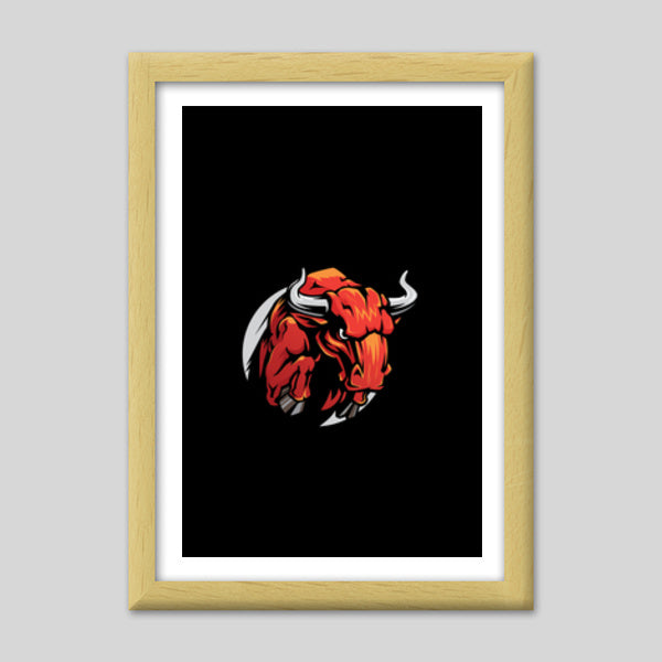 Bull Mascot Premium Italian Wooden Frames