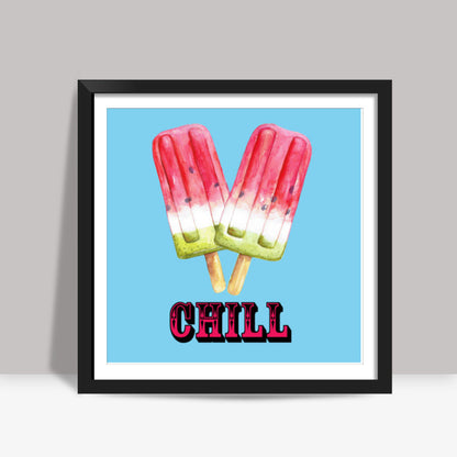 Summer Watercolor Popsicle Ice Cream Food Art Typography Poster Square Art Prints