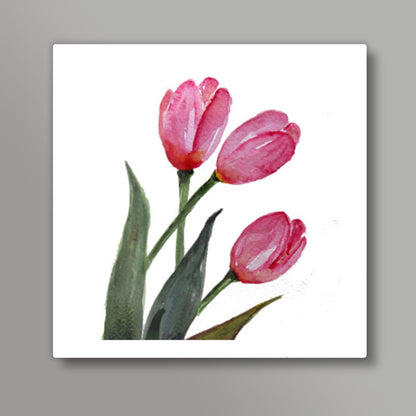 Pink Tulips Square Art Print