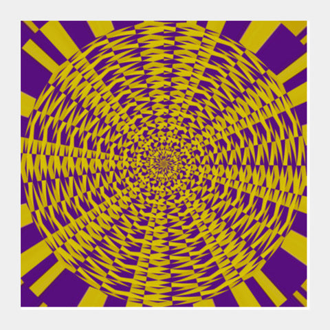 Abstract Yellow Violet Psychedelic Mandala Optical Art Background Square Art Prints PosterGully Specials