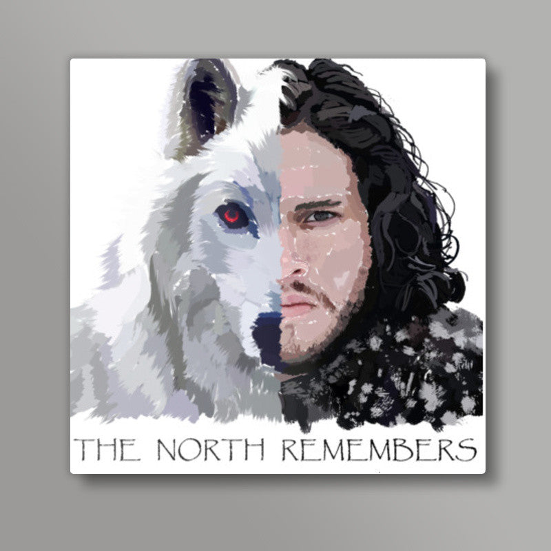 Jon Snow and Ghost Square Art