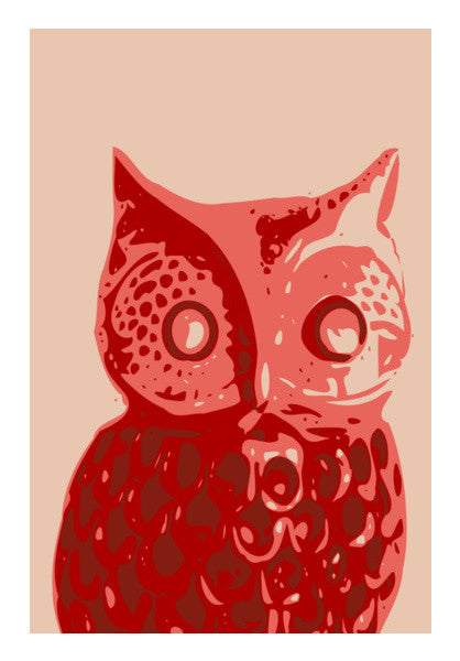Abstract Owl Bird Red Wall Art