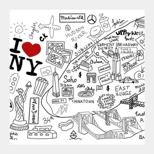 Square Art Prints, I LOVE NY Square Art Prints