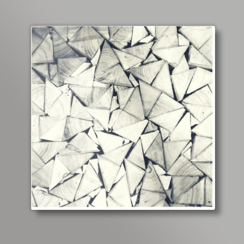 Black and White Triangle Wood Pattern Square Art Prints